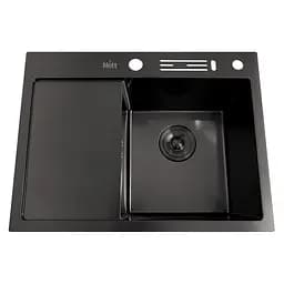 Кухонная мойка черная с левым крылом Nett NB-6045(L), Черный