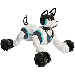 Интерактивная игрушка Stunt Dog Животное Собака 666-800A с USB-зарядкой, звуком, светом и двумя пультами белая