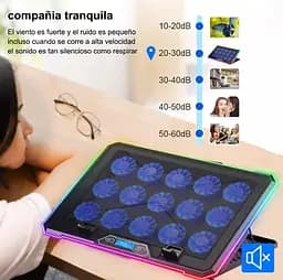 Охолоджувальна підставка для ноутбука 15-21 дюймів IceCoorel K-15D 15 fans RGB - мініатюра 7