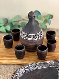 Столовый сервиз подарочный керамической (глиняной) посуды Ангоб