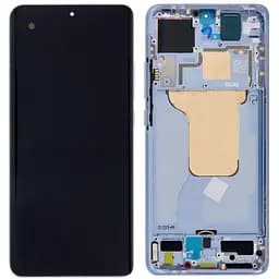 Дисплей Xiaomi 12 /Xiaomi 12X чорний, Amoled, оригінал PRC переклеєне скло, з рамкою синього кольору, Blue