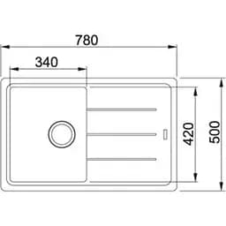 Кухонна мийка Franke Basis BFG 611-78 фраграніт, прямокутник, з крилом, 780х500х200мм, чаша - 1, накладна, BFG 611-78, миндаль - мініатюра 2