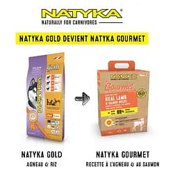 Напіввологий корм Natyka Gourmet Lamb & Salmon 9 кг для дорослих собак з ягням та лососем - мініатюра 2