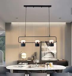 Підвісний світильник SEED на 3 плафони розміром 65х12 см | Арт. H 9805/3 BK | Line F