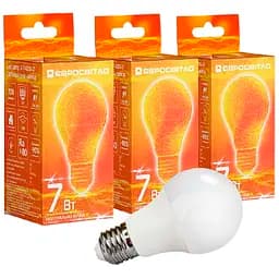 Набір світлодіодних ламп Євросвітло 7 Вт 4200 К A-7-4200-27 Е 27, 3 шт. (58939)