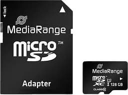 Карта памяти MediaRange 128GB microSDXC memory card, UHS-1 Class 10, with SD adapter (MR945)