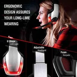 Дротова ігрова гарнітура Hunterspider Gaming with LED V4, USB, 3.5mm, 2.2m, silver - мініатюра 13
