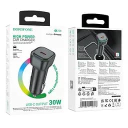 Автомобільний зарядний пристрій BOROFONE BZ28 Trophie single port PD30W car charger чорний - мініатюра 2