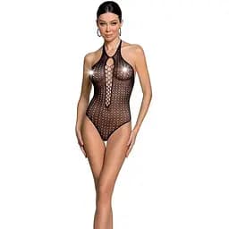 Бодістокінг із декольте Passion BS088 black імітація корсетного шнурівки One size