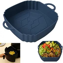 Квадратна силіконова форма для аерогрилю, духовки та мультипечі 20х20 см, Kitchen Master Синій 87417