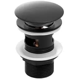 Донний клапан для умивальника Yoka click-clack black з переливом BK.POP-14-ZP-BLK, Чорний матовий