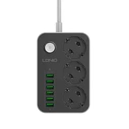 Сетевой удлинитель LDNIO SE3631 (3 х розетки 6 х USB)