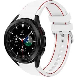 Ремінець для Samsung Galaxy Watch 4 40mm - біло-червоний ширина кріплення 20мм силікон Watchbands RLine (W44-1WB29798668)