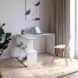 Стіл комп'ютерний поворотний з полицями М-ЗОН Джеко 1200 Німфея Альба (MZN-031031)