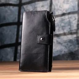 Вертикальний стильний гаманець із гладкої натуральної шкіри Vintage 10.5х19.5х2 см acs0029596 - мініатюра 10