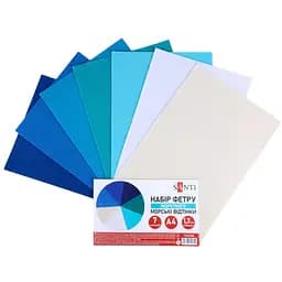 Набір фетру Santi жорсткого відтінки моря 21х30 см 7 аркушів (743258)