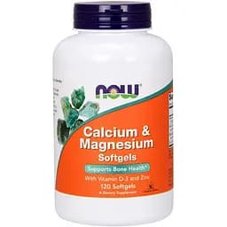 Вітаміни та мінерали NOW Calcium & Magnesium Softgels, 120 капсул