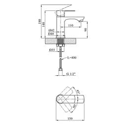 Змішувач для раковини Kroner KRM Main - C010 (CV018617) - мініатюра 6