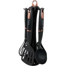 Набір кухонного приладдя Magio MG-1125 з підставкою силіконовий 5 шт. Чорний