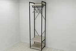 Шафа Гардероб Уні секція 1 серії Конект Ferrum-decor 220x60x50см Чорний метал ДСП Дуб Сонома 32 мм (FRD-104501)