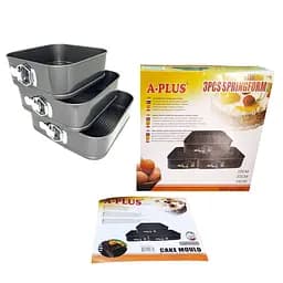 Набор квадратных разборных форм для торта 24/26/28 cм A-Plus с антипригарным покрытием, A-plus Черный 84725