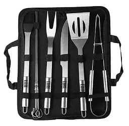 Набор для гриля и барбекю: 6 аксессуаров - Для любителей BBQ - из нержавеющей стали с ножом 4 шампурами 2304