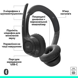 Навушники Logitech Zone 305 for Business Bluetooth Black (981-001458) - мініатюра 5