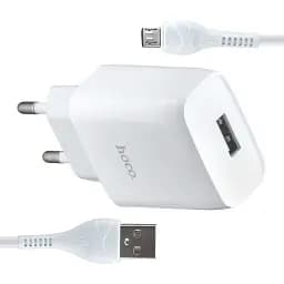 Мережевий зарядний пристрій Hoco C72A Glorious single port charger set ( Micro ) ( EU ) Білий