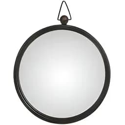 Зеркало круглое настенное J-line обзорное сферическое расширяющее в черной деревянной раме диаметр 31 см (93614)
