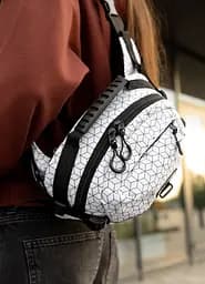 Сумка через плече жіноча бананка Sambag Flex Pro принт "Square" 30 × 17 × 15 см (85451150) - мініатюра 7
