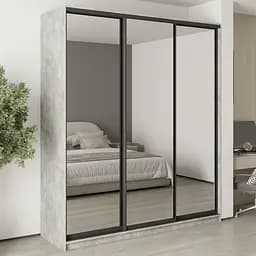 Шкаф-купе трехдверный MebelStar Стандарт BG 3 Зеркала 210x45x240 см Бетон (MBS-8811)