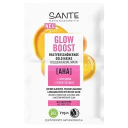 БИО-Маска золотая GLOW BOOST для лица с АНА и гиалуроновой кислотой SANTE 2*4мл