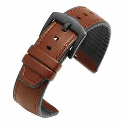 Ремінець для Xiaomi Mi Watch - чорно-коричневий шкіра розмір L ширина кріплення 22мм чорна застібка Watchbands Twoline (WB8989337) - мініатюра 2