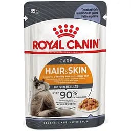 Вологий корм для кішок з чутливою шкірою і проблемною шерстю Royal Canin Hair Skin шматочки в желе 85 г - мініатюра 2