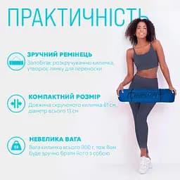 Килимок для йоги та фітнесу TPE+TC 6 мм двошаровий + Чохол синій-жовтий EasyFit fit0025083 - мініатюра 2