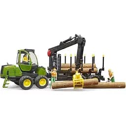 Уцінка. Іграшкова машинка Bruder Трактор John Deere 1210E з системою захоплення, причепом та колодами 1:16 (2133)  - мініатюра 4