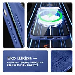 Кожаный чехол-панель для Apple iPhone 14 Plus, FAKE Leather Case, синий, искусственная кожа, премиум, противоударный, защита всего корпуса, с мягкой подкладкой, поддержка MagSafe и беспроводной зарядки, ArmorStandart (ARM64458) - мініатюра 4