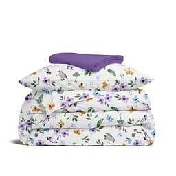 Дитяча постільна білизна в ліжечко BIRDS CS2, фіолетовий (BirdsMushroomsViolet_48PlumLight_140)