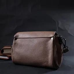 Компактна шкіряна сумка з трикутним клапаном Vintage 22256 бежева - мініатюра 8