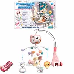 Дитячий мобіль на ліжечко карусель музична для немовлят з таймером проектором з пультом подарунок wtoys колискові мелодії рожевий 