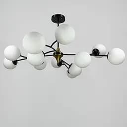 Чорна люстра із поворотними гілочками на 12 плафонів Line.F K 21/12 BK+WT new