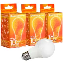 Набор светодиодных ламп Евросвет 10 Вт 4200 К A-10-4200-27 Е 27, 3 шт. (56873)