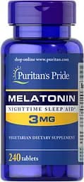 Натуральна добавка Puritan's Pride Melatonin 3 mg, 240 таблеток