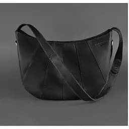 Шкіряна жіноча сумка Круасан чорна Crazy Horse