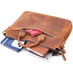 Стильний портфель у вінтажному стилі з натуральної шкіри Vintage 22673 коричневий - мініатюра 6