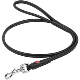 Поводок для собак Waudog Glamour кожаный круглый, черный