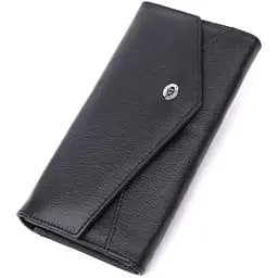 Шкіряний жіночий гаманець з геометричним клапаном ST Leather 22546 чорний