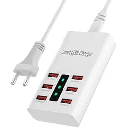 Мережевий зарядний пристрій Addap 6 USB портів 30 Вт Smart USB Charger A5 (XL-A5)