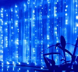 Гірлянда штора Водоспад 720 led 3х3м Велика кругла лампа (прозорий провід, 15 ниток) Синій - мініатюра 4