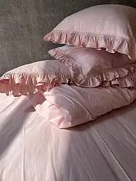 Комплект постільної білизни двоспальний з рюшами 180х200 см варена бавовна White Dream Рожевий